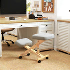 HOMCOM - Chaise ergonomique agenouilloir pour bureau à domicile - blanc crème-Coussins de 2,8 po (7 cm) et repose‑genoux intégré pour un confort supérieur