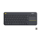 Logitech - Clavier tactile sans fil K400 Plus - noir - anglais-Adapté aux Médias: Le clavier K400 Plus sans fil touch TV offre un contrôle intégré et confortable de votre divertissement PC vers TV, et élimine l'encombrement d'un clavier et souris séparés