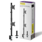 IntekView - MS200 Support de moniteur à double écran à montage sur poteau vertical-Deux options de montage - pince de bureau et passe-câble inclus