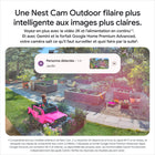 Google Nest Cam Outdoor Filaire (2e gén) -Voyez ce qui se passe, sans attendre.
Avec un abonnement à Google Home Premium Advanced, la Nest Cam envoie des alertes avec des aperçus zoomés de ce qui s'est passé, pour que vous puissiez voir de près le moment important