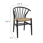 Modway - Flourish Fuseau Fauteuil d’appoint de salle à manger - Noir-Broche arrondie à dos