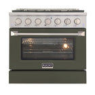 Kucht - 36 po Série KNG Cuisinière Pro Style au gaz propane - Acier inoxydable/Vert olive-Cuisez et pâtissez comme un pro grâce au four à convection extra-grand offrant une capacité de 4,2 pi³, une configuration à cinq grilles et une vaste fenêtre d’observation