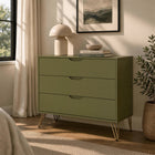 Manhattan Comfort - Commode Avira 35" style Mid-Century Modern à 3 tiroirs - Vert olive-Trois tiroirs spacieux avec des glissières faciles pour une ouverture et une fermeture en douceur