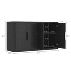 Manhattan Comfort - Buffet moderne Rivington 60" à 4 portes - Noir-4 portes sans poignées à fermeture douce avec découpes intégrées pour un aspect moderne et épuré