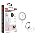 MyBat - Chargeur sans fil magnétique DockIt 360° + Support bague - Blanc-Bague rotative 360° polyvalente - Fait office de support inclinable ou de poignée pour une prise en main sécurisée