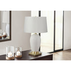 Monarch Specialties - Luminaire - 26 po H Lampe De Table - Céramique Blanche - Abat-Jour Ivoire / Crème - Transitionnel-La lampe est surmontée d'un abat-jour en tissu lin ivoire neutre pour un look élégant et à la mode, parfait pour une moderne maison ou un bureau