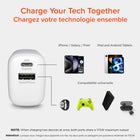 HyperGear - Chargeur mural double port USB-C 30 W et USB-A 18 W - Blanc-Prise en charge de la charge super rapide de Samsung