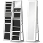 HOMCOM - Armoire à bijoux avec miroir pleine longueur - 21,7 po L x 21,7 po l x 62,4 po H - blanc-Miroir sur pied pleine longueur offrant une réflexion claire 