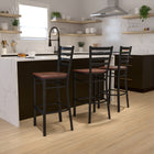 Flash Furniture – Tabouret de bar pour restaurant HERCULES en métal, dossier à traverses horizontales noires, assise en cerisier-Capacité de poids de 500 lb