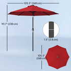 Outsunny - Parasol de patio solaire avec lumières LED et inclinaison - 9 pi - rouge bordeaux-Conception à sommet ventilé pour rester au frais et assurer une bonne circulation de l'air