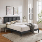 Modway - Sirocco Rotin et bois Lit de plateforme King, Noir-Cadre en caoutchouc