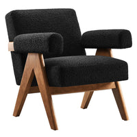 Modway - Lyra Tissu Boucle Fauteuil - Noir-Conception ergonomique pour le confort