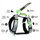 Healthy Harness - Harnais pour chien Ultimate Urban Premium - Vert - L-Plusieurs points d'attache pour la laisse : un mousqueton à l'avant pour le dressage, un mousqueton à l'arrière pour les promenades occasionnelles et une poignée robuste pour les urgences