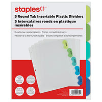 Staples - Intercalaires ronds à onglets interchangeables - 5 onglets - Colorés-Onglets insérables
