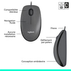 Logitech M100 Souris USB Filaire Ambidextre - Gris-Garantie limitée de 3 ans du fabricant