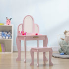 Qaba - Ensemble coiffeuse et chaise pour enfants - Rose-Satisfait les rêves de princesse de toutes les petites filles 