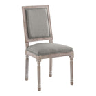 Modway - Court Tissu rembourré Fauteuil d’appoint de salle à manger Ensemble de 2 - Gris clair-Cadre en bois massif cannelé