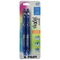 Pilot − Stylos à bille roulante encre gel effaçable Frixion Clicker rétractables rechargeables − 0,7 mm − bleu − paquet de 2-Stylo à bille roulante effaçable