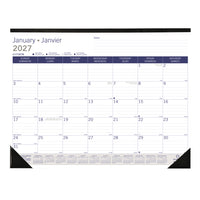 Blueline - 2027 Calendrier sous-main mensuel DuraGlobe - 22 po x 17 po - bilingue-12 mois, de janvier à décembre