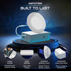 ShoppingAll - Impotek Lumière de plafond encastrée LED 4” 5 CCT avec boîte de jonction - 2700K/3000K/3500K/4000K/5000K - Dimmable IC Classé ETL Étoile d’Énergie 9W 800LM - RCL1-9W4IN (Paquet de 1)-Kit d’installation pratique - Votre expérience d’installation sans tracas est notre priorité. Chaque lumière est livrée avec des connecteurs de câbles, des protecteurs de câbles et un gabarit de découpe, simplifiant le processus d’installation et le rendant simple et convivial