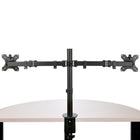 Startech - Desk Mount Double Monitor Bras - Pince de bureau / Inglet, support de moniteur VESA pour écrans jusqu’à 32" -Rotation facile de l’affichage : Ce bras double moniteur monté sur le bureau possède des bras articulés qui permettent la rotation sans outil du moniteur du paysage vers le portrait pour visualiser des pages longues sans faire défiler