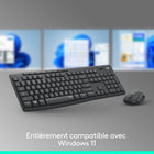 Logitech MK295 ensemble silencieux clavier/souris - graphite-Souris compacte : Cliquez et pointez avec aisance grâce à sa forme ergonomique et portable. Adaptée à la plupart des surface, elle glisse en douceur grâce au suivi optique avancé