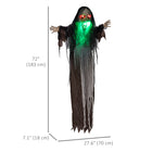 HOMCOM - Accessoire animatronique pour Halloween monstre vert à grande bouche-Les yeux rouges et la bouche verte brillent d'une lueur épouvantable 