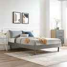 Modway - Billie Bois Cadre de lit plateforme Queen, Gris-Options de tête de lit interchangeables