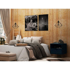 Manhattan Comfort - Table de nuit Rockefeller 20,08" style mi-siècle moderne à 1 tiroir - Tatiana bleu minuit-Choisissez le design de votre poignée lorsque le produit est chez vous Option pour une poignée découpée ou un look affleurant