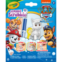 Crayola - Chiots Pat’Patrouille Scribble Scrubbie-ANIMAUX SCRIBBLE SCRUBBIE PAT’PATROUILLE : Comprend 1 animal de compagnie Paw Patrol Scribble Scrubbie, 2 marqueurs lavables Scribble Scrubbie et 1 brosse à récurer.