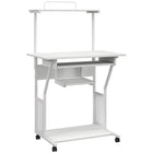 HOMCOM - Bureau d'ordinateur - 31,5 po L x 19,7 po l x 51,2 po H - blanc-L’étagère supérieure avec garde-corps sécurise les bibelots et la papeterie