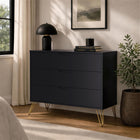 Manhattan Comfort - Avira 35" commode 3 tiroirs style mid-century modern - noir-Trois tiroirs spacieux avec des glissières faciles pour une ouverture et une fermeture en douceur