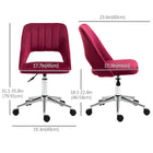 Vinsetto - Chaise de bureau pivotante sans accoudoirs - rouge-Design de dossier ajouré favorisant la circulation de l’air