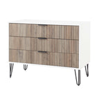 Manhattan Comfort - Dumbo table de chevet moderne 1 tiroir et commode 3 tiroirs - blanc et gris rustique - ensemble de 2-Parfait pour le rangement de la chambre, les lampes ou les objets de décoration