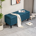 HOMCOM - Banc ottoman de rangement à dessus relevable pour bout de lit - bleu-Le revêtement en tissu effet lin confortable et la mousse douce offrent une excellente assise ou surface de table 
