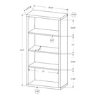 Monarch Specialties - 7406 48 po H Etagere - Faux Bois Taupe/Tablettes Ajustable-Assemblage requis: des instructions illustrées et tout le matériel sont fournis pour plus de commodité (des outils supplémentaires peuvent être nécessaires)