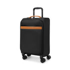 Bugatti - Valise de cabine à coque souple  20po de la collection Cannes - Noir-Fabriqué en en polyestert léger et résistant avec garniture en cuir