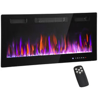 HOMCOM - Cheminée électrique murale 36 po avec mode éco - 1500 W-Design ultra-fin qui s’intègre parfaitement dans les maisons modernes et à espace limité