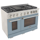 Kucht - 48 po Série KFX-X style professionnel au gaz naturel - Acier inoxydable/Bleu pâle-Dimensions du produit 27,75 po L x 48 po L x 36 po H