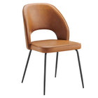 Modway - Nico Cuir végane Chaise à manger Ensemble de 2 - Black Tan-Cadre robuste en métal noir