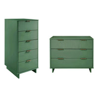Manhattan Comfort - Granville commode moderne haute étroite et standard - vert sauge - ensemble de 2-Commode de chambre moderne-contemporaine avec une touche de glamour comprenant une haute commode étroite et une commode standard