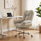 HOMCOM - Chaise de bureau Criss Cross avec repose-pieds et assise large - gris clair-Le revêtement en flanelle neige offre une touche douce et un confort respirant