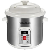 Vitaclay - Multicrocks et marmites Smart Stoneware - 6,5 qt.-Notre réglage à basse température ajoute un bonus supplémentaire - yogourt crémeux riche en probiotiques. Découvrez le secret culinaire de la nature pour une bonne santé et vitalité - de l’argile non émaillée. L’argile organique active les enzymes et les minéraux dans vos aliments, de sorte qu’elle extrait des saveurs et des nutriments supplémentaires de vos recettes. L’argile est également alcalinisante, paramagnétique et infrarouge. L’argile non