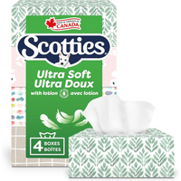Scotties - Ultra Soft avec lotion, mouchoirs à 3 épaisseurs à l'aloès et à la vit E - Paquet de 4-Mouchoirs luxueux à 3 plis : conçus pour la douceur et l'absorption, ces mouchoirs sont parfaits pour ceux qui apprécient le confort