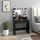 HOMCOM - Coiffeuse avec miroir éclairé - 31,5 po L x 15,7 po l x 53,1 po H - noir-Les panneaux de particules revêtus de mélamine résistent à l’usure 