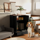 PawHut - Station d’alimentation pour chien avec rangement, panneau réglable, crochets - noir-Les crochets latéraux offrent un rangement pratique pour les laisses et les jouets 