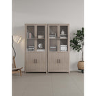 Manhattan Comfort - Jodie 31 po Bibliothèque Mid-Century Moderne - Chêne blanchi - Lot de 2-2 portes vitrées en verre trempé à fermeture douce en haut et 2 portes nervurées en bois manufacturé à fermeture douce en bas