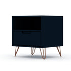 Manhattan Comfort - Rockefeller Table de Nuit 1 Tiroir Style Mid-Century Modern 51 cm - Tatiana Bleu Minuit - Lot de 2-Assemblage à domicile requis Tout le matériel inclus