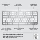 Logitech - MX Keys Mini pour Mac Clavier Minimaliste Sans Fil Eclairé - USB-C - Gris Pale-Dimensions: 0.8"H x 11.6"W x 5.2"D
