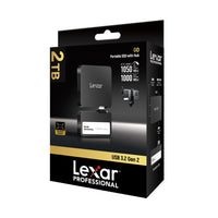 Lexar - SSD portable Professional Go avec Hub - 2 To - Noir-Ultra-compact pour que vous puissiez toujours le garder avec vous pour une créativité spontanée à tout moment et en tout lieu